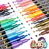 JR.WHITE Acrylic Paint Pens Paint Markers Set of 24: Extra Fine Point Acrylic Markers For Rock Painting Wood Glass Fabric Ceramic For Adults Kids Art Craft