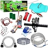 Zip Line Kit for Kids and Adults Outdoor - 100ft / 380 Lb Backyard Zipline with Updated Design Trolley and Safety Harness, Zipline Kits for Backyard with Spring Brake, Outdoor Kids Toys