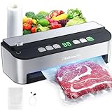 Vacuum Sealer Machine, Beelicious® 85KPA Fully Automatic 8-IN-1 Food Sealer with Bags Storage, Build-in Cutter, Moist Mode and Air Suction Hose | Digital Countdown | Sous Vide…