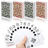 Metsyth Plastic Waterproof Playing Cards 4 Pack Poker Cards Jumbo Index Large Print Playing Cards for Adults Seniors Bulk Decks of Cards Set Professional Poker Cards