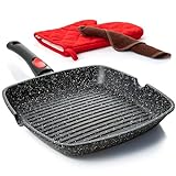 Moss & Stone Square Die Casting Aluminum Grill Pan, Removable Handle Griddle Nonstick Stove Top Grill Pan, for Meats & Vegetables, Dishwasher Safe 11In Square Pan with Detachable Handle