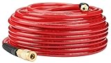 YOTOO Reinforced Polyurethane Air Hose 1/4' Inner Diameter by 100' Long, Flexible, Heavy Duty Air Compressor Hose with Bend Restrictor, 1/4' Swivel Industrial Quick Coupler and Plug, Red