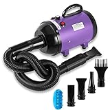 NESTROAD Dog Dryer High Velocity Dog Hair Dryer,4.3HP/3200W Dog Blower Grooming Force Dryer with Stepless Adjustable Speed,Professional Pet Hair Drying with 4 Different Nozzles for Dogs Pets,Purple