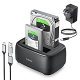 ORICO External Hard Drive Dock Duplicator Cloner USB 3.2 Gen 1 to SATA for 2.5” 3.5” Seagate Samsung WD Crucial SanDisk SSD HDD, Dual Drive Bay 40TB for PS5 Xbox PC Laptop Devices (DD28C3-C)