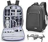 CADeN Camera Backpack, Waterproof Drone and Camera Bag for Canon Nikon Sony DSLR SLR Mirrorless, DJI Mavic, Air 2S, FPV Drone Backpack with 15.6'' Laptop Compartment & Tripod Holder