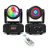 Telbum DJ Lights Moving Head Lights with Remote, 40W Double Sided Moving DJ Light by DMX-512 Sound Activated, Perfect for Wedding Show Party Disco Stage Lighting, 20/24 CH - 1 Piece