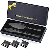 Black Cake Cutting Set with Luxury Gift Box，Stainless Steel Black Cake Pie Pastry Servers, Black Cake Serving Set, Elegant Cake Knife and Server Set Perfect For Wedding, Birthday, Parties and Events