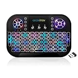 GECENinov Mini Wireless Touchpad Keyboard, Portable , 7 Colors RGB Backlit , 2.4G Rechargeable Remote Controller Mouse Combo, Compatible with PC, Laptops, Smart TVs, Gaming