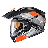ScorpionEXO AT950 Cold Weather Adventure Snowmobile Modular Helmet Dual Pane Shield with Breath Box DOT Approved Zec (Orange - Large)