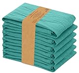 RUVANTI Flour Sack Towels 6 Pack 28'x28', Ring Spun 100% Cotton Flour Sack Dish Towels, Machine Washable, Absorbent Tea Towels - Flour Sack Kitchen Towels for Drying & Cleaning - Turquoise