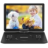 DBPOWER 16.9' Portable DVD Player with 14.1' HD Swivel Large Screen, Support DVD/USB/SD Card and Multiple Disc Formats, 6 Hrs 5000mAH Rechargeable Battery, Sync TV/Projector, High Volume Speaker