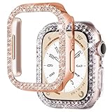 NewWays 2-Pack Bling Cases Compatible for Apple Watch Series 8 41mm Series 7, Protective Bumper for iWatch Series8/ 7 (41mm, Rose Gold/Clear)
