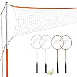Franklin Sports Badminton Set - Backyard Badminton Net Set - Rackets and Birdies included - Backyard or Beach Badminton Set - Starter Set