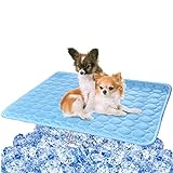 VeMee Cooling Mat Pad for Dogs Cats Ice Silk Mat Cooling Blanket Cushion for Kennel/Sofa/Bed/Floor/Car Seats Cooling (Dog Cooling mat-Blue)
