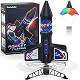 Rocket Launcher for Kids Automatic Launch 200 Feet Air Rocket Toy for Boy 10 Years Old Motorized Air Rocket with Safety Parachute and LED Outdoor Rocket Kits Toys Gifts for Kids Age 5 6 7 8 9 10 11 12