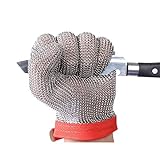 ThreeH Stainless Steel Gloves Mesh Cut Proof Stab Resistant Safety Gloves for Cutting Slicing Working GL08 M(One piece)