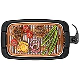 Chefman Smokeless Indoor Electric Grill, Copper, Extra Large, Nonstick Table Top Grill for Indoor Grilling and BBQ with Adjustable Temperature Control, Nonstick Dishwasher-Safe Parts, 9' x 15'