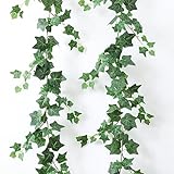 mizii 2 Strands Artificial Vines Ivy Garland 79' Fake Vine with Silk Green Leaves Faux Hanging Plants Greenery Decoration for Bedroom Home Wall Party Wedding Arch Apartment Room Decor (Ivy)