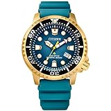 Citizen Promaster Dive Eco-Drive Watch, 3-Hand Date, ISO Certified, Luminous Hands and Markers, Rotating Bezel, Teal/Gold Tone