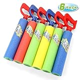 Fun-Here Water Guns Shooter 6 Pack, Super Foam Soakers Blaster Squirt Guns, Pool Noodles Toy with Plastic Handle Summer Swimming Beach Garden Fighting Game,Outdoor Toys for Kids Boys Girls Adults