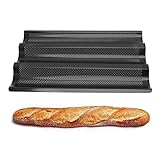 Non Stick Perforated French Baguette Bread Pan for French Bread Baking 3 Wave Stainless Steel U Shape Loaves Loaf Bake Mold Oven Toaster Pan