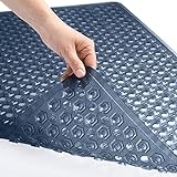 Gorilla Grip Patented Shower and Bath Mat, 35x16, Machine Washable Bathtub Mats, Extra Large Tub Rug, Drain Holes and Suction Cups to Keep Floor Clean, Soft on Feet, Bathroom Accessories, Navy Blue