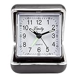 Equity by La Crosse Quartz Analog Fold-Up Travel Alarm Clock, Pack of 1, Black