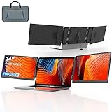 FICIHP Triple Portable Monitor for Laptop 14”,Triple Screen Laptop Monitor 1080P FHD IPS with Type-C/HDMI/USB-A, Plug-Play Laptop Monitor Screen Extender for 13-16' Laptop, Supports Wins/Mac/Android