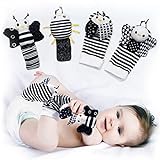 BABY K Foot Finder Socks & Wrist Rattles (Set E) - Newborn Toys for Baby Boy or Girl - Brain Development Infant Toys - Hand and Foot Rattles Suitable for 0-6, 6-12 Months Babies - Mother's Day Gift