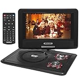 11.5' Portable DVD Player with 9.5' Swivel Screen, 5-Hours Rechargeable Battery,Car DVD Player,Support CD/DVD/SD Card/USB,Regions Free,Dual Speakers, Black…