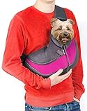 Cuddlissimo! Pet Sling Carrier - Small Dog Puppy Cat Carrying Bag Purse Pouch - For Pooch Doggy Doggie Yorkie Chihuahua Baby Papoose Bjorn - Hiking Front Backpack Chest Body Holder Pack To Wear (Pink)