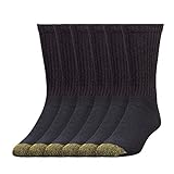 Gold Toe Men's 656s Cotton Crew Athletic Socks, Multipairs, Black (6-Pairs), Large