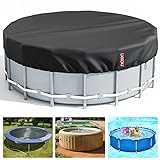18 Ft Round Pool Cover, Solar Covers for Above Ground Pools, Inground Pool Cover Protector with Drawstring Design Increase Stability, Hot Tub Cover Ideal for Waterproof and Dustproof (Black)
