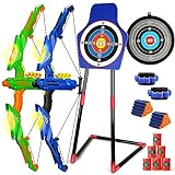 TOY Life Bow and Arrow Toys for Kids 6 8 12, Outdoor Toy Games for Kids, Kids Bow and Arrow Set with LED Lights, Archery Set for Kids with 2 Targets and 40 Foam Darts, Shooting Game Toy Gift for Boys