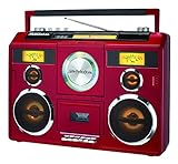 Studebaker Sound Station Portable Stereo Boombox with Bluetooth/CD/AM-FM Radio/Cassette Recorder (Red)