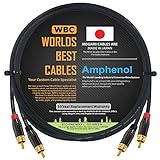 WORLDS BEST CABLES 3.5 Foot – High-Definition Audio Interconnect Cable Pair Custom Made Using Mogami 2964 Wire and Amphenol ACPL Black Chrome Body, Gold Plated RCA Connectors