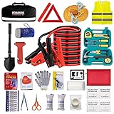 Beloskida Car Emergency Roadside Tool Kit with Jumper Cable Shovel,Auto Truck Vehicle Assistant Safety Kit Bag for Men Women with First Aid Kit, Winter Basic Automobile Safety Road Travel Kit