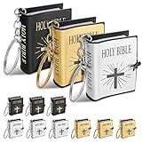 Prasacco 12 Pcs Mini Bible Keychain, Pocket Bible Tiny Bible Verse Keychain Miniature Bible Church Gifts