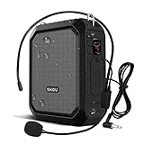 SHIDU Voice Amplifier for Teacher and Coach,18W Portable Bluetooth PA Speaker(Work of 12 hrs) with Wired Mic Headset,Waterproof Ipx 5&built-in rechargeable 4400mAh battery.For teaching, meeting&speech
