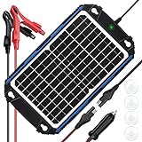 Waterproof 12W 12V Solar Battery Charger & Maintainer Pro - Built-in Intelligent MPPT Charge Controller - 12 Volt Solar Panel Trickle Charging Kit for Car Automotive Boat Marine Motorcycle RV Trailer