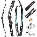 Archery 66/68/70 Inch Competition Athletic Bow Takedown Shooting Recurve Bow ILF Metal Bow Riser Right Handed with Bow Stringer Tool for Adult,Youth,Teens (Black, 66/20lbs)