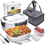 FORABEST Electric Lunch Box for Adults, Fast 80W Heated Lunch Box for Adult 12/24/110V Portable Food Warmer Lunch Box for Car,Truck,Office,Home 1.5L Durable Leakproof Loncheras Para Hombres De Trabajo