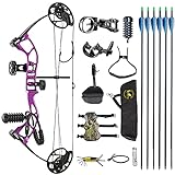 TOPOINT ARCHERY M2 Junior Compound Bow Set Beginners,Youth&Kids Bow Women Bow 17'-27' Draw Length,10-40Lbs Draw Weight,290fps IBO, Limbs Made in USA,Bow Only 2.54lbs,Lightweight Design (Purple)