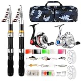 Telescopic Fishing Rod Reel Combo 2PCS 6.89FT Collapsible Fishing Pole Spinning Reel Lures Accessories with Fishing Bag Portable Fishing Rod Kit for Saltwater Freshwater Travel Fishermen Gift