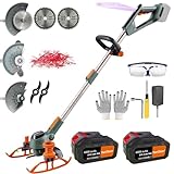 YUEWXTER Electric Weed Wacker, (21V 2x4.0A Weed Eater Battery Powered), 4-in-1 Grass Trimmer/Wheel Edger/Mini-Mower/Brush Cutter, with 2 x Saw Blades, 2 x Metal Blades, 20x Grass Cutting line