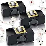 Meooeck 3 Pack Automatic Card Shuffler Battery Operated Card Shuffler 2 Deck Electric Playing Card Shuffler for Poker Playing Card Home Games Activities Card (Not Include Battery)