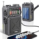Emgykit Shortwave Radio with 4000mAh Rechargeable Battery, AM/FM/WB/SW Shortwave Radio with Bluetooth Speaker, Flashlight, Sleep Timer, SOS Alarm, and White Noise, Suitable for Camping, Emergency