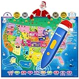 Qiaojoy V2 Interactive Kids Map Bilingual United States Map for Kids Learning, Educational Talking USA Map Poster Geography Games Personalized Kids Toys for Boys & Girls Ages 3-12