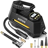 AstroAI Tire Inflator Portable Air Compressor Air Pump for Car Tires - Car Accessories, 12V DC Auto Pump with Digital Pressure Gauge, 100PSI with Emergency LED Light for Bicycle, Balloons