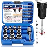 RIZOM Damaged Screw Extractor Set, 18-Piece Bolt Extractor Kit with Adapter, Stripped Screw Removal Tool for Common Size of Screw, Nut, Bolt